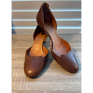 Vintage Y2K Michel Vivien Brown Leather D'Orsay Kitten Heels US 7.5 EU 38 Retro